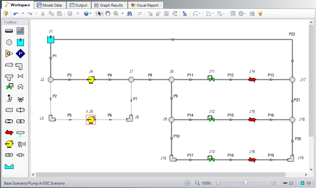 The Workspace window for the GSC Cooling System example.